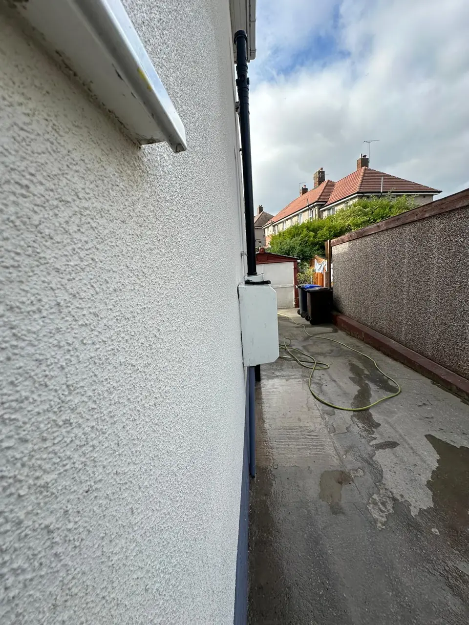 Close-up of a fine textured render finish